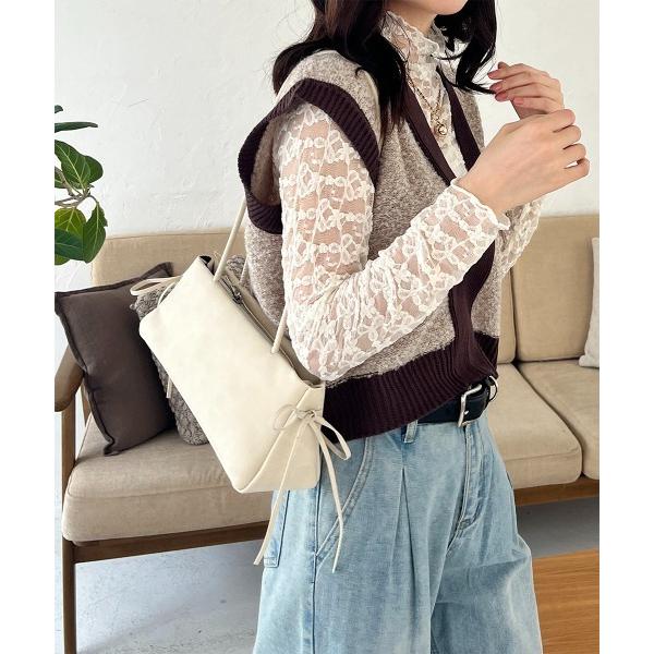 ショルダーバッグ バッグ サイドリボン スエード調ショルダーバッグ レディース