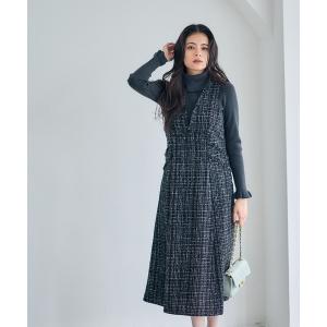 ワンピース フリンジツイードフレアジャンスカ