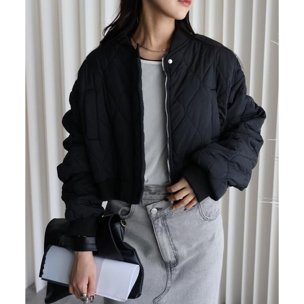 ダウンコート ダウンジャケット キルティング中綿ショートリブブルゾン レディース