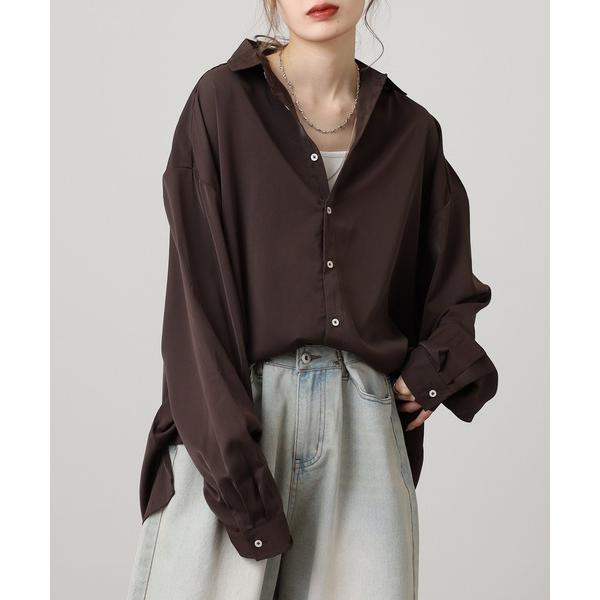 ブラウス シャツ バルーン袖ルーズレギュラーカラーシャツ レディース メンズ