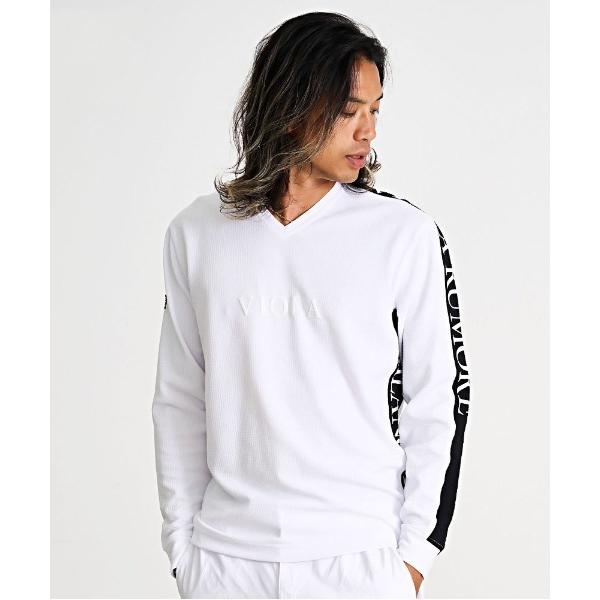 tシャツ 「VIOLA rumore/ヴィオラ ルモーレ」プリント入り切替Vネックフクレ長袖カットソ...