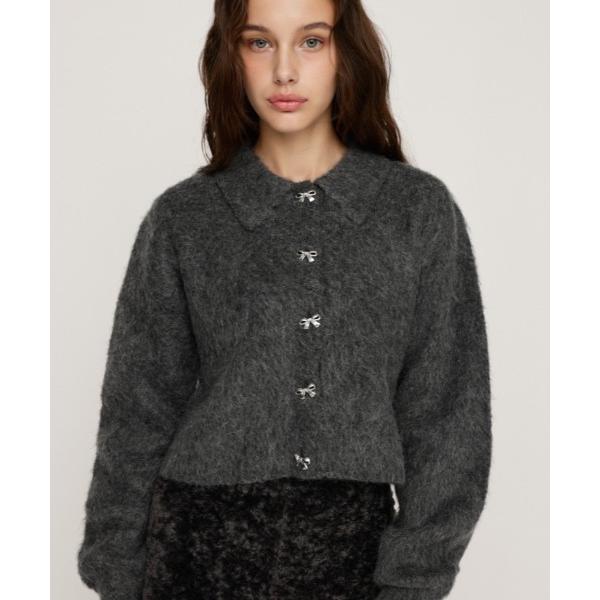 カーディガン RIBBON BUTTON SHAGGY C/D リボンボタン シャギー カーデ 秋服...