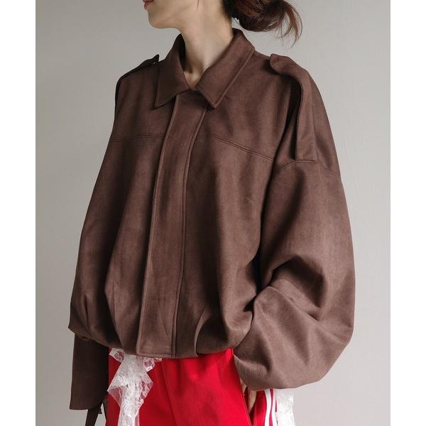 ブルゾン アウター フェイクスウェードボリュームショートジャケット レディース