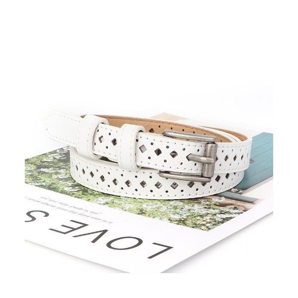 ベルト メタルバックル　パンチングデザイン　ベルト レディース