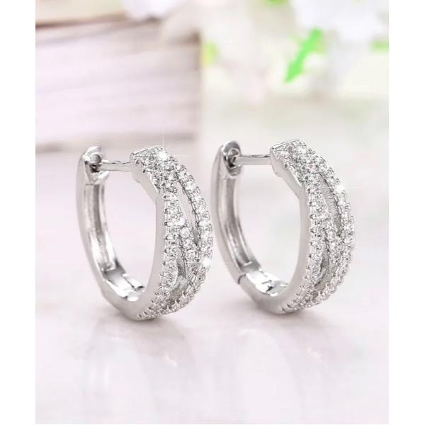 ピアス レディース ダイヤ風クロスフープピアス ラインストーン(BDS) レディース