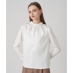 ブラウス シャツ ハンマーサテンスタンド ブラウス レディース