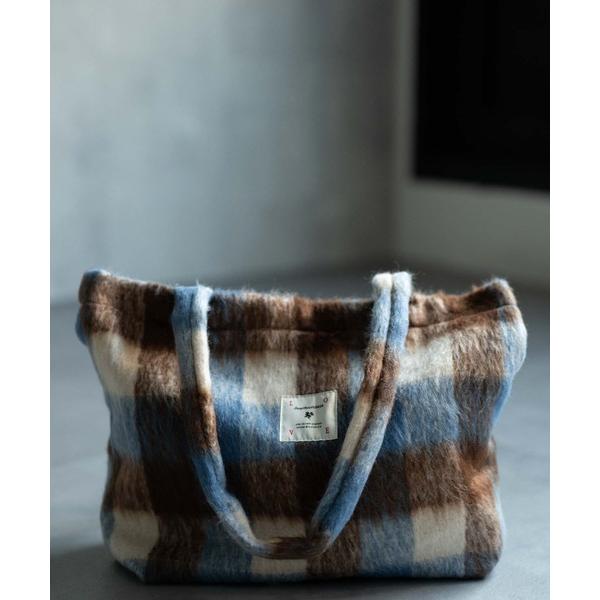 トートバッグ シャギーチェックニットトートバッグ レディース メンズ