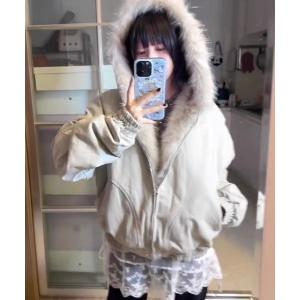 ブルゾン アウター 「LAMPOON」フェイクファーフードブルゾン レディース