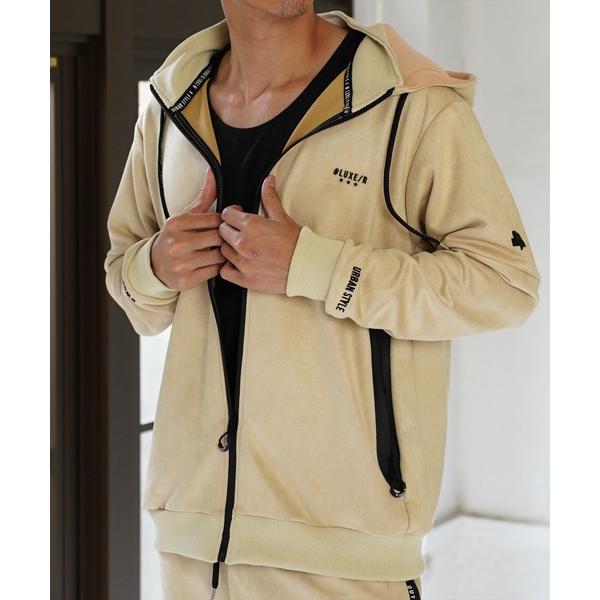 パーカー (RM)「LUXE/R GOLF」フェイク スエード ジップパーカー メンズ