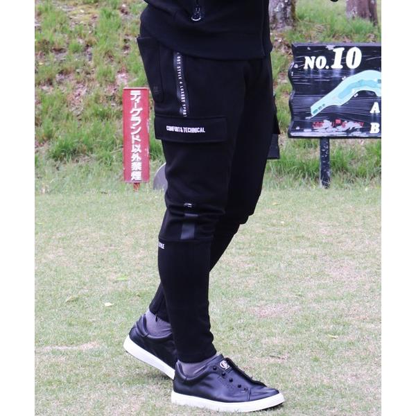 カーゴパンツ (RM)「LUXE/R GOLF」フェイク スエード サイドライン カーゴパンツ メン...