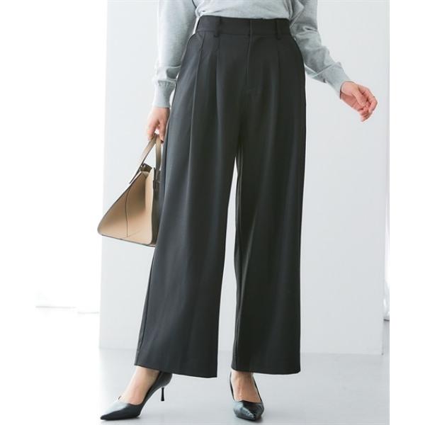 ワイドパンツ スラックス パンツ 入学式 「UVカット/速乾」タテヨコストレッチ落ち感ドレープ素材ツ...