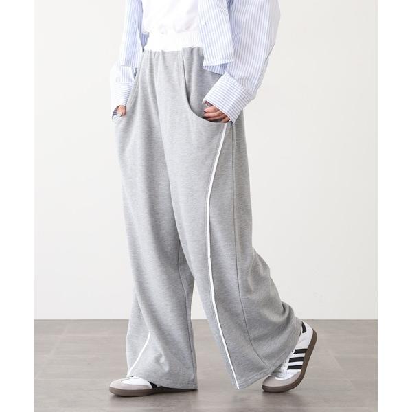 パンツ 脇ラインワイドイージーパンツ レディース