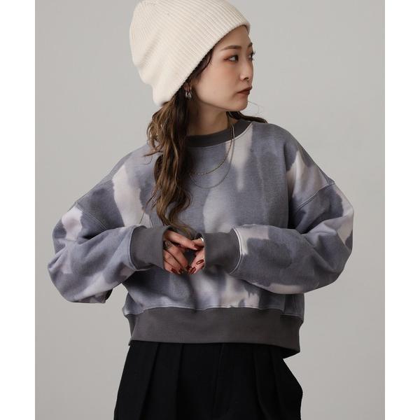 水彩柄デジタルプリントクロップドプルオーバー レディース