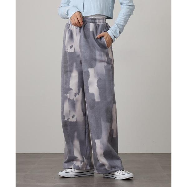 パンツ 水彩柄デジタルプリントドロストヘムパンツ レディース