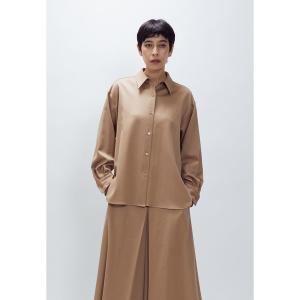 ブラウス シャツ ウールサテンシャツ レディース