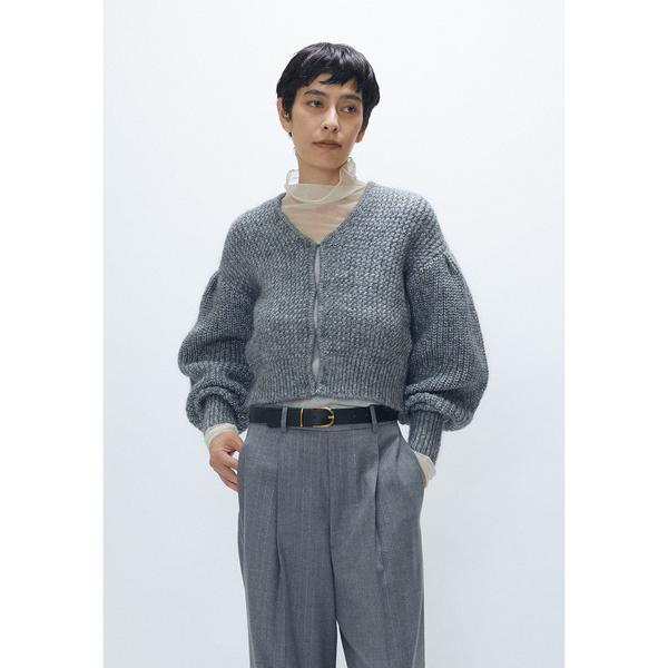 ニット セーター ラメモヘアリリヤーンボレロカーディガン レディース