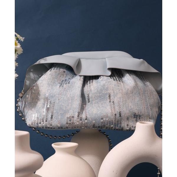 ショルダーバッグ バッグ Crossi スパンコール＆デニムがま口チェーンポーチ レディース