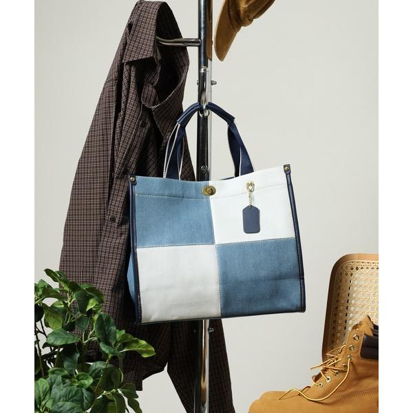トートバッグ Crossi 配色ブロック切替デニムトートバッグ レディース