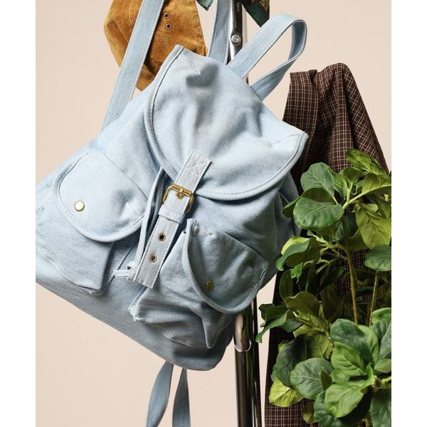 デイバック リュック Crossi フラップ付ポケットデザイン デニムリュック レディース