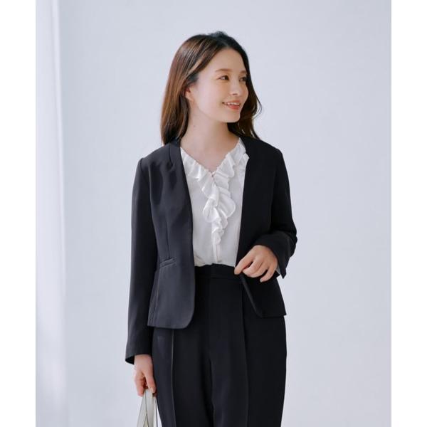 コート アウター ソフトドビーノーカラージャケット 「低身長・小柄女性」 レディース