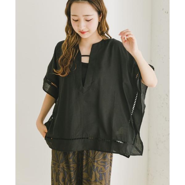 「ITEMS URBANRESEARCH」 半袖ブラウス FREE ブラック レディース