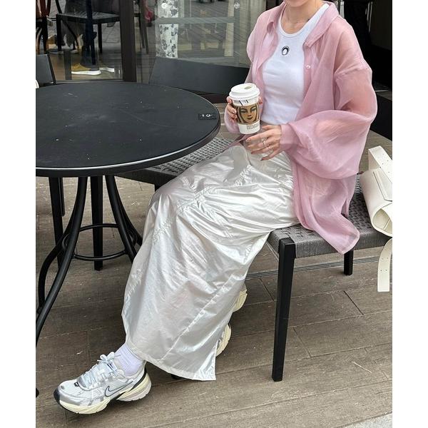 ロング スカート メタリックストレートスカート