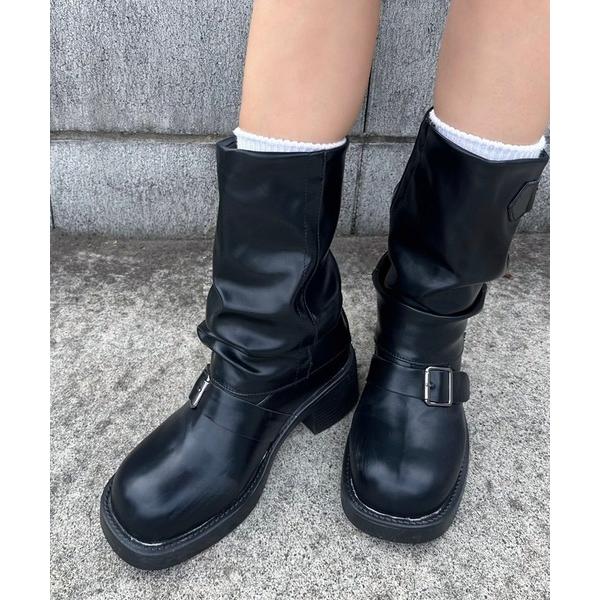 ブーツ ミドルバイカーブーツ レディース