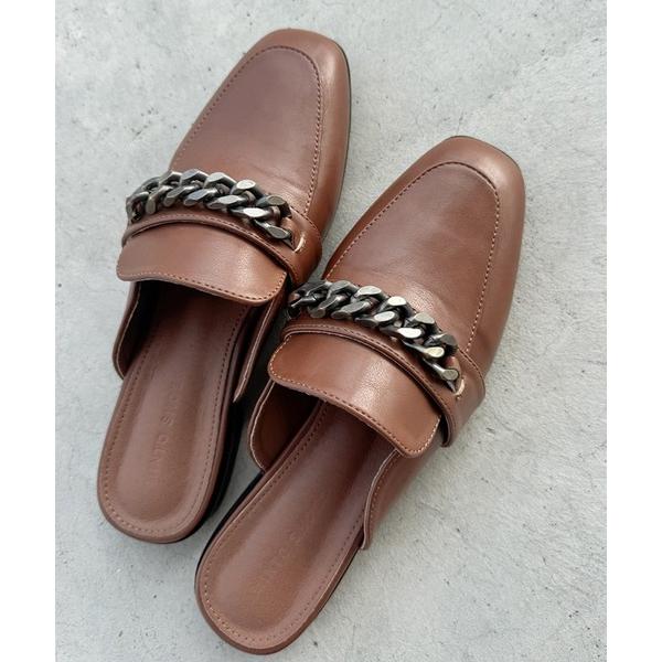 シューズ チェーンフラットミュール レディース