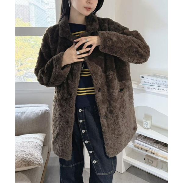 ジャケット テーラードジャケット フェイクファーピークドラペルミディコート レディース