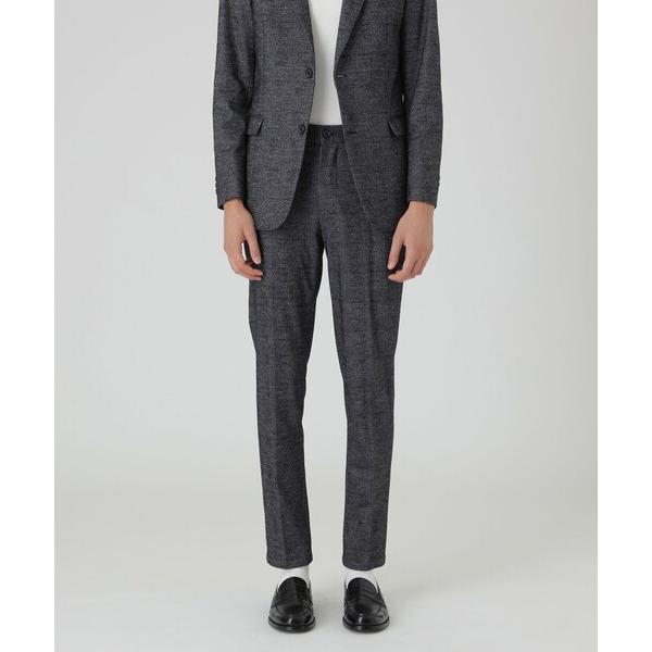 スラックス グレンチェックウールジャージートラウザーズ メンズ