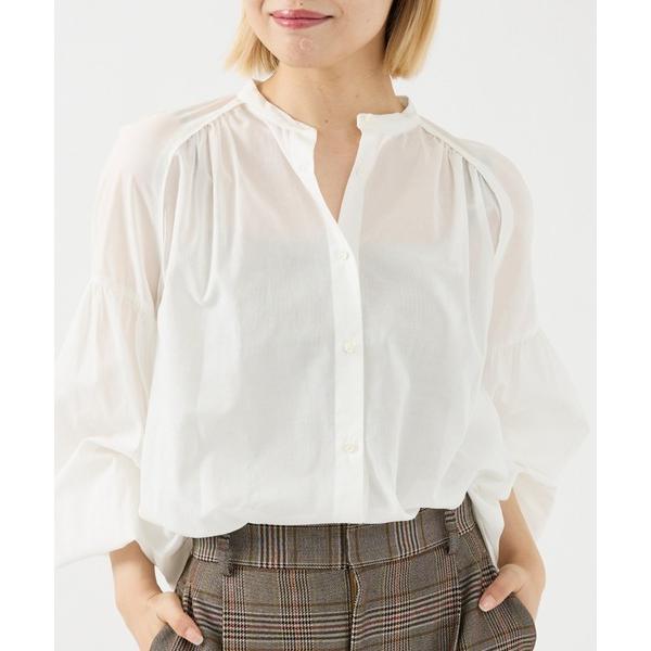 ブラウス シャツ コットンボイルギャザースリーブシャツ レディース