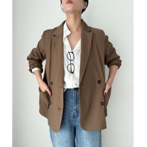 ジャケット ノーカラージャケット Wブレストテーラードジャケット レディース