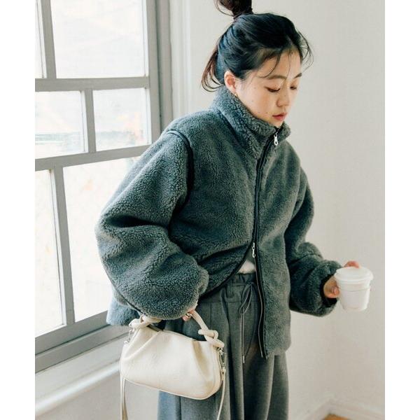 ブルゾン アウター 「ぬくかる」2WAYふわボアスタンドジャケット レディース