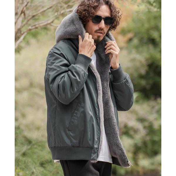 ミリタリージャケット モッズコート mj11209-リバーシブルエコファーナイロンブルゾン