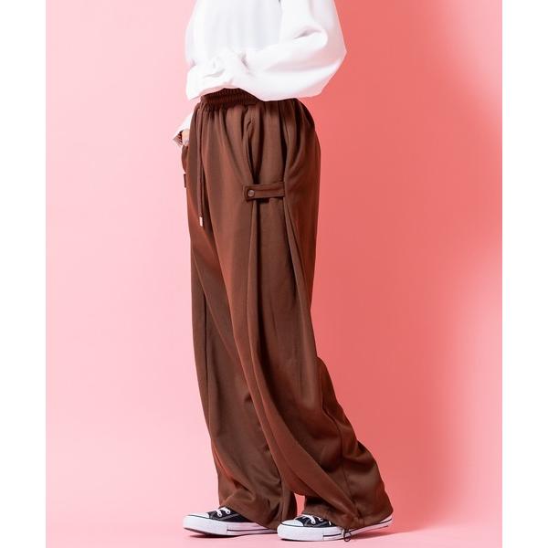 スウェットパンツ ジャージ a.p.o.v. サイドフラップボタン変形スーパーワイドジャージースウェ...