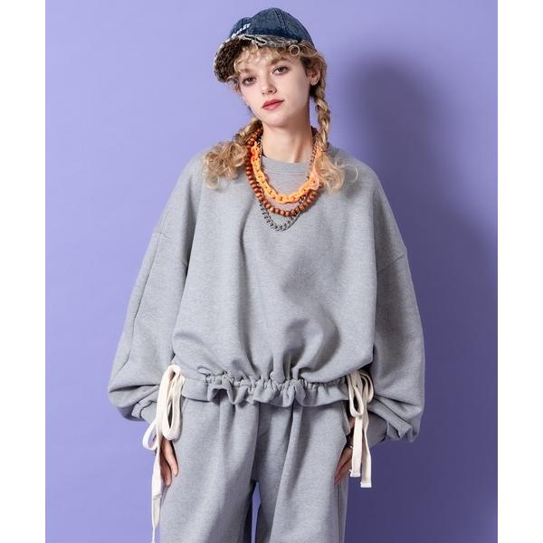 トレーナー スウェット a.p.o.v. クロップド変形シャーリングワイドコードオーバーサイズスウェ...