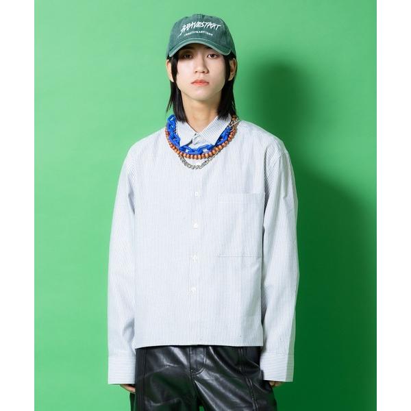 シャツ a.p.o.v. クロップド丈オックスフォードストライプシャツ メンズ レディース