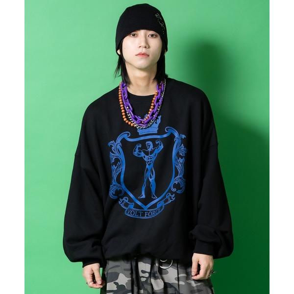 トレーナー スウェット a.p.o.v. コミカルアメカジライクプリントオーバーサイズスウェットトレ...