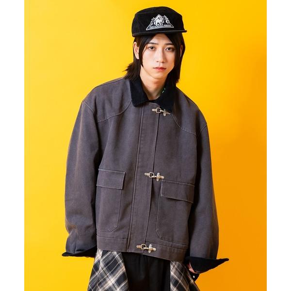 ブルゾン アウター a.p.o.v. ピグメントキャンバスコーデュロイ襟ファイヤーマンワークジャケッ...