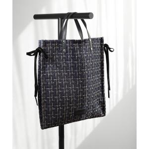 トートバッグ サイドリボンツイードトートバッグ レディース