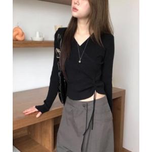 ニット セーター カシュクール ドロースト リブニットトップス レディースの商品画像