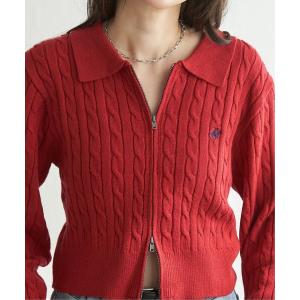 カーディガン BEVERLY HILLS POLO CLUB ケーブル編みポロカーデ レディース