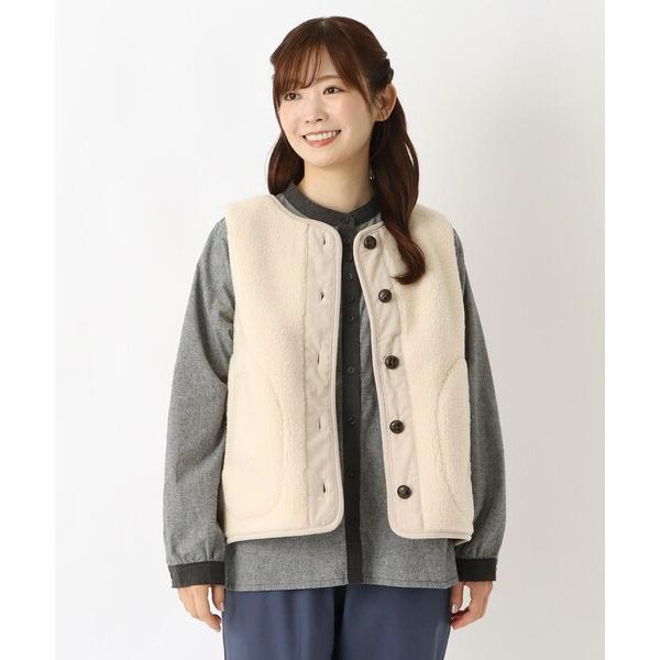 ベスト ジレ 「リンネル12月号掲載」ボア無地ベスト レディース