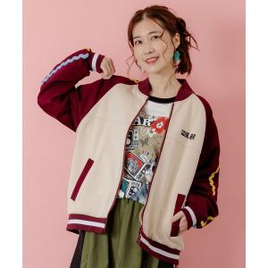 ブルゾン アウター ScoLar(スカラー) 花とスカラー刺繍 ジャージブルゾン レディース