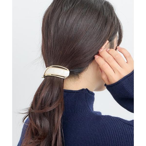 ヘアクリップ ニュアンスメタルラインアセチサイズレスバレッタ