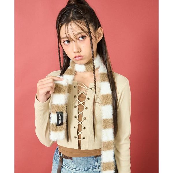 マフラー スキニー ボーダー シャギー マフラー キッズ 子供 女の子