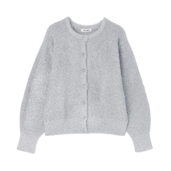カーディガン 「Pitta Re:)」シャイニーフェザー クルーネックカーディガン レディース