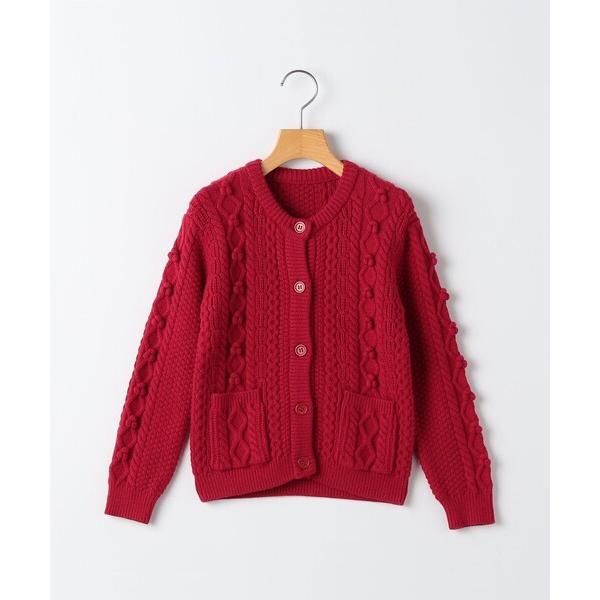 カーディガン SHIPS KIDS:80〜90cm /「洗濯機可能」ケーブル ニット ポンポン カー...