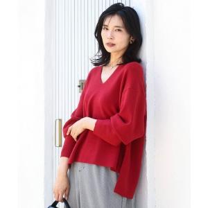 ニット セーター 片畦編みVネックニット/洗える レディース