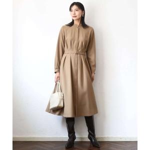 ワンピース ウエストタックデザインワンピース/洗える